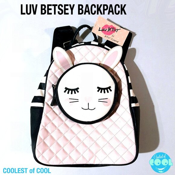 Kitty Cat Backpack LUV Betsey By Betsey Johnson Pink black Black New With Tags - Picture 1 of 10